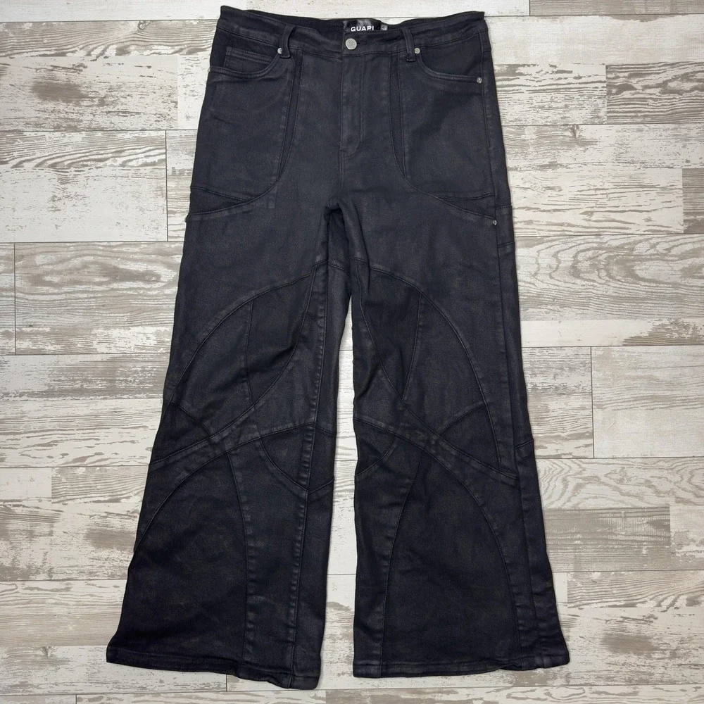 Guapi Jeans Mens 36x32 Black Wide Leg Relaxed Fit Charcoal Denim Stretch Pants